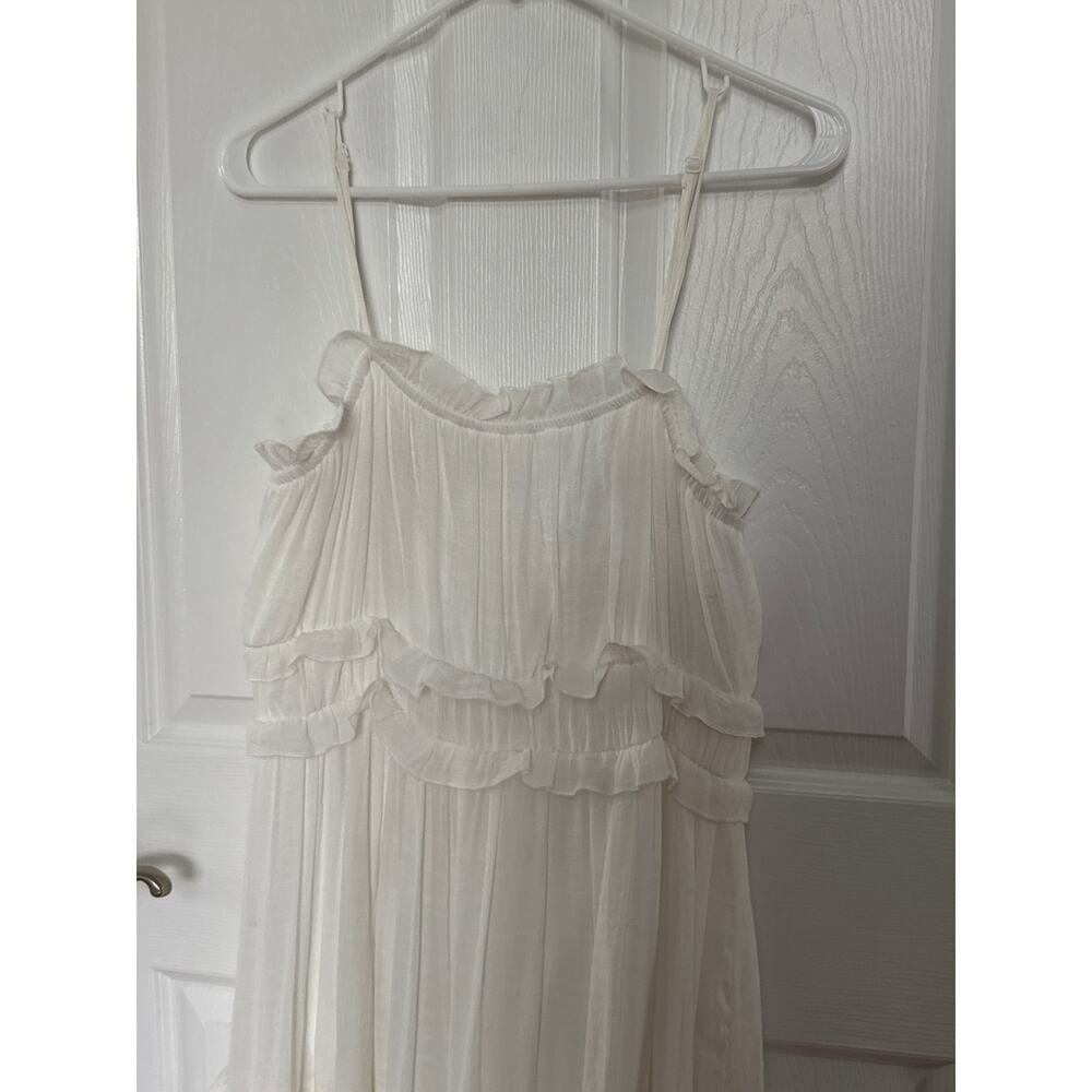 HYFVE White Ruffle crochet Trim Tiered Boho sleeveless Maxi Dress large - Picture 6 of 13